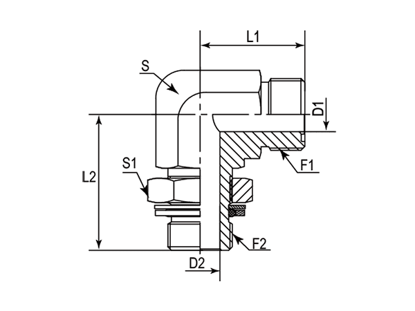 A drawing of DAOF5952Q hydraulic adaptor.
