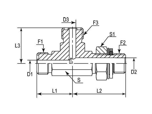 A drawing of DAOF5L06Q hydraulic adaptor.