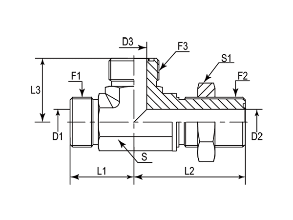 A drawing of DAOF5L24T hydraulic adaptor.