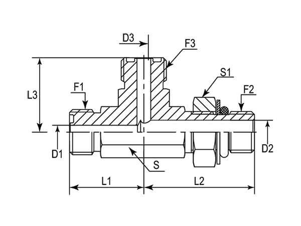 A drawing of DAOF5L305 hydraulic adaptor.