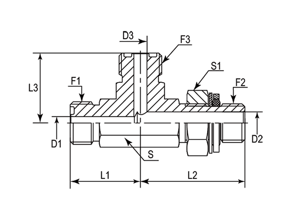 A drawing of DAOF5L52Q hydraulic adaptor.
