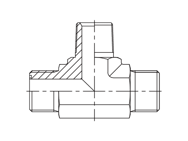 A drawing of DAOF5T28M hydraulic adaptor.