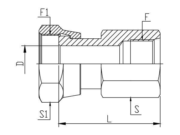 A drawing of DAUNF1241 hydraulic adaptor.