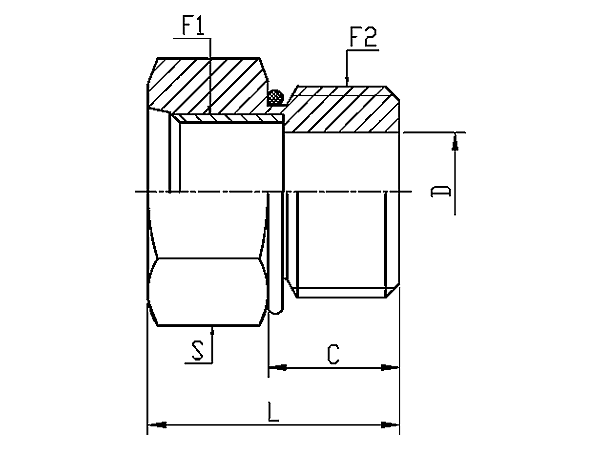 A drawing of DAUNF1305 hydraulic adaptor.
