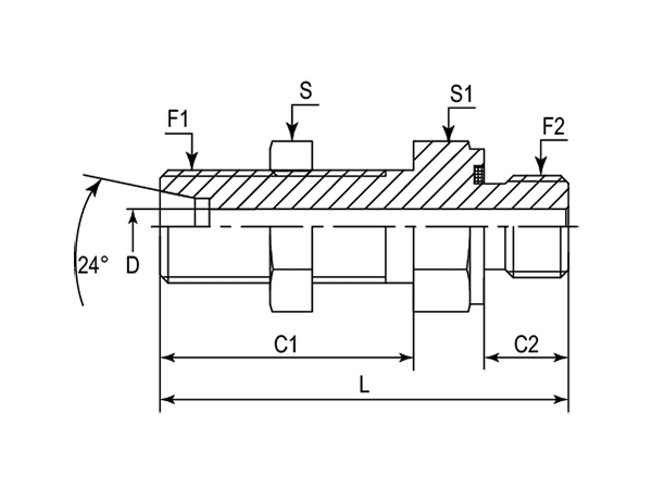 A drawing of DBMC-GED hydraulic adaptor.