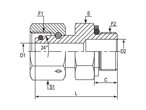 A drawing of DEGE-GQ hydraulic adaptor.