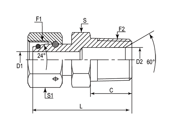 A drawing of DEGE-N hydraulic adaptor.