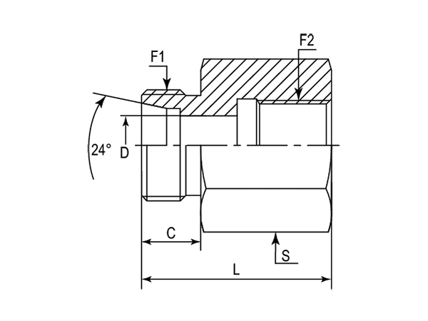 A drawing of DFC-G hydraulic adaptor.