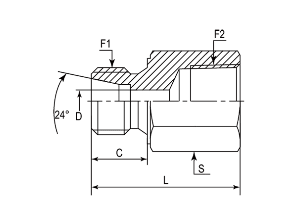 A drawing of DFC-N hydraulic adaptor.