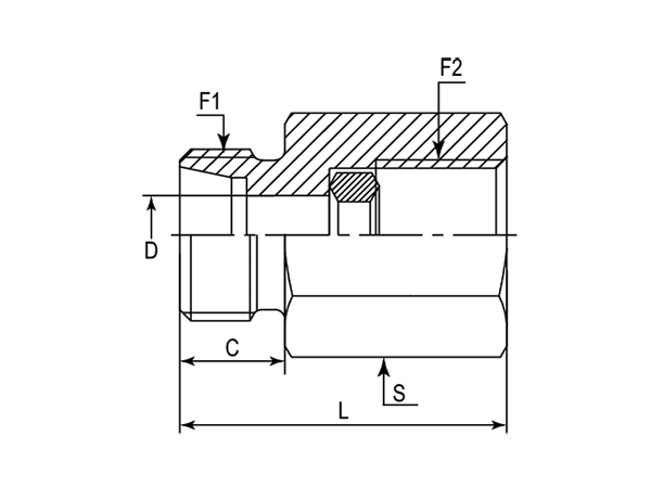 A drawing of DGC hydraulic adaptor.