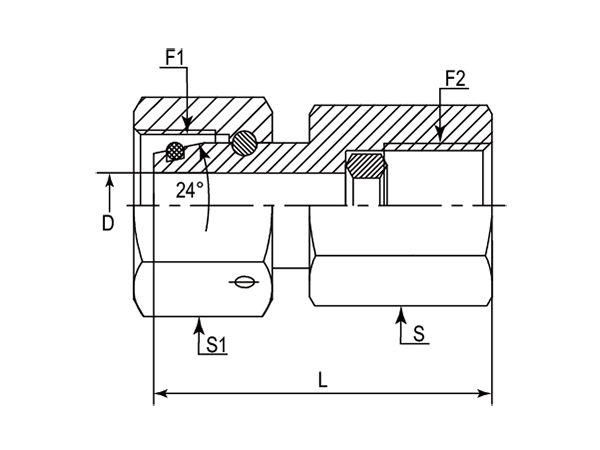A drawing of DGE hydraulic adaptor.