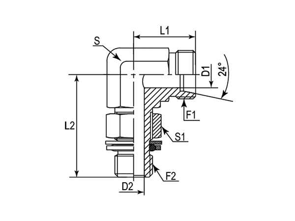 A drawing of DL-MQ hydraulic adaptor.
