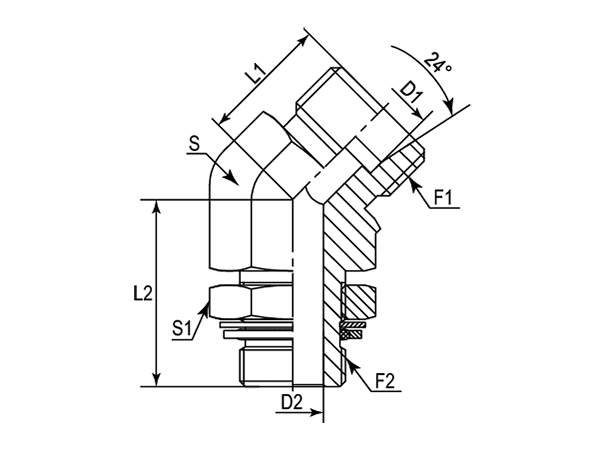 A drawing of DL4-GQ hydraulic adaptor.
