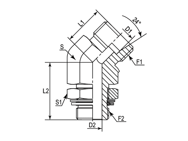 A drawing of DL4-MQ hydraulic adaptor.