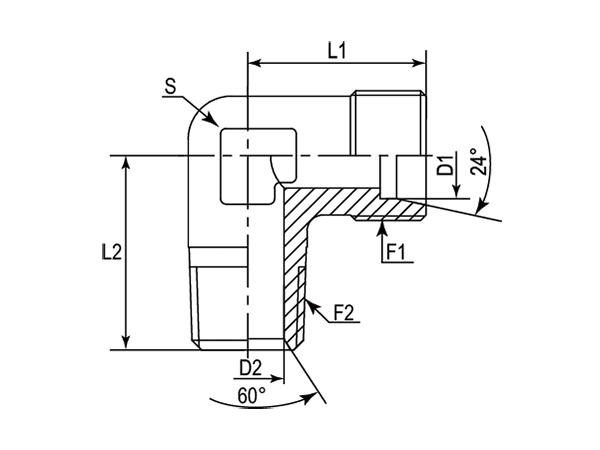 A drawing of DLM-R hydraulic adaptor.