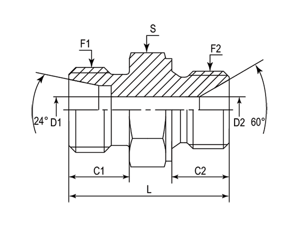 A drawing of DMC-G-60 hydraulic adaptor.