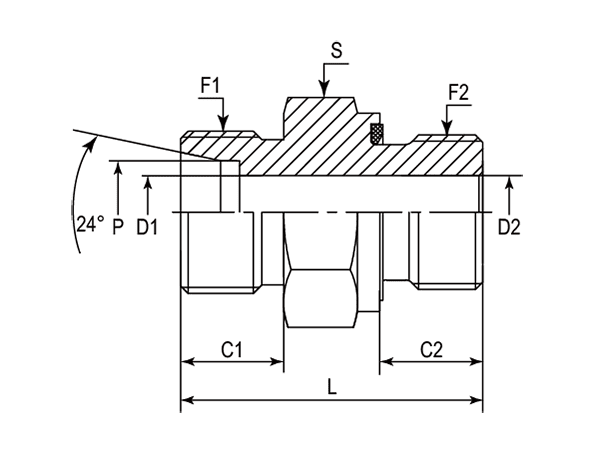 A drawing of DMC-GED hydraulic adaptor.