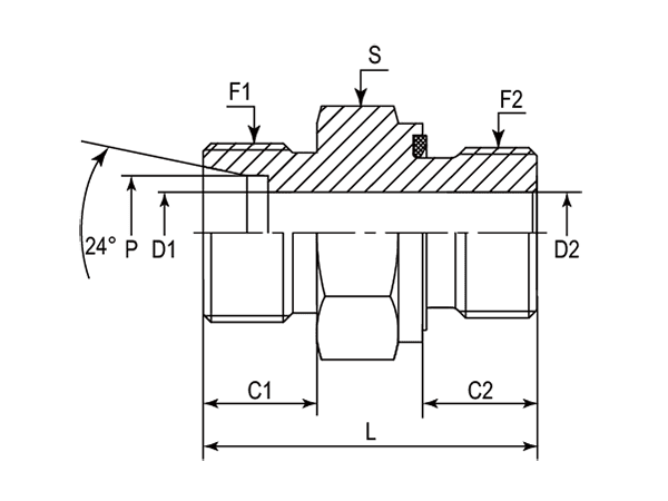 A drawing of DMC-MED hydraulic adaptor.