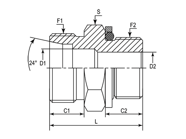 A drawing of DMC-MQ hydraulic adaptor.