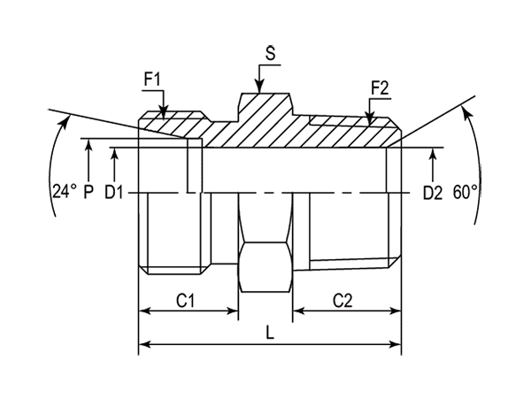 A drawing of DMC-R hydraulic adaptor.