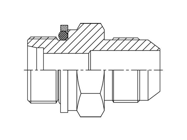 A drawing of DMCQ-JC hydraulic adaptor.