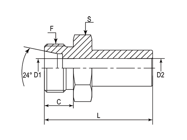A drawing of DR hydraulic adaptor.