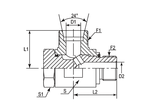 A drawing of DSVW-M hydraulic adaptor.