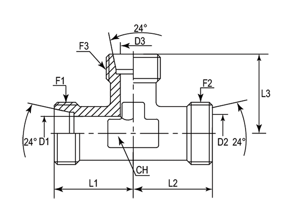 A drawing of DTR hydraulic adaptor.