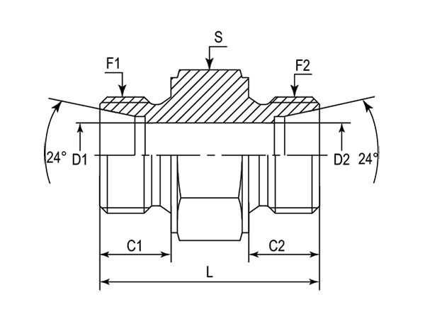 A drawing of DU-LH hydraulic adaptor.