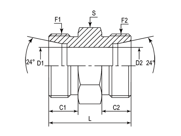 A drawing of DUR hydraulic adaptor.