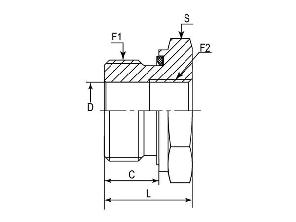 A drawing of MFAD-ED hydraulic adaptor.