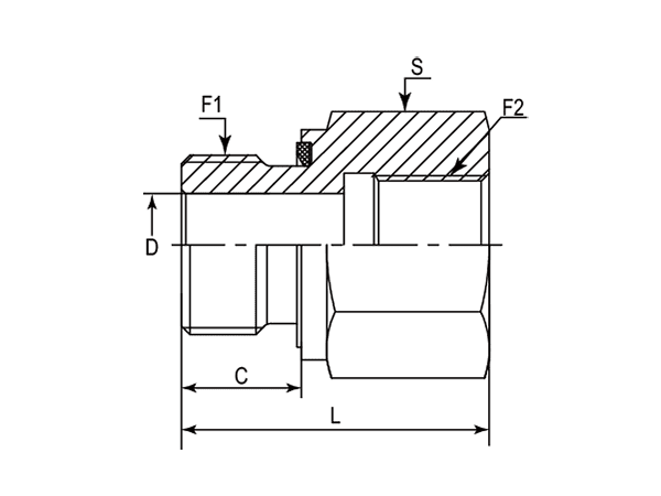 A drawing of MFAE-ED hydraulic adaptor.