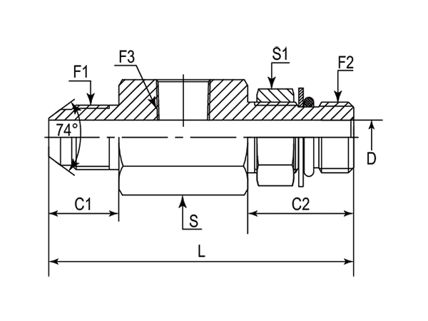 A drawing of TP-DAJCM1305-NPF hydraulic adaptor.