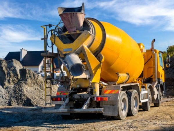 The construction site of concrete and mortar machinery