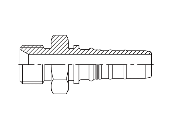 A drawing of DP1BPM-R13 interlock hose fitting.