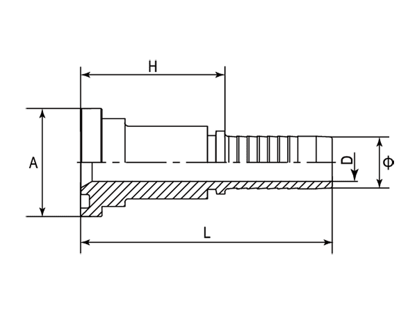 A drawing of DP1FS straight hose fitting insert connector.