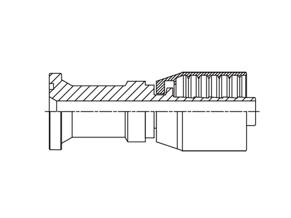 A drawing of DP1FSF one piece hose fitting of DME&JDE.