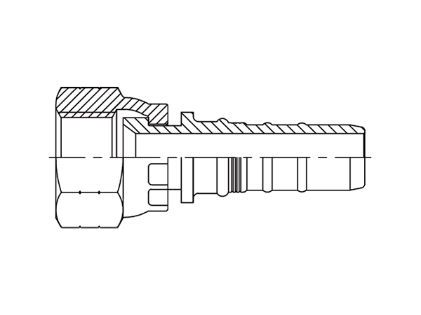 A drawing of DP1JCF-R13 interlock hose fitting.
