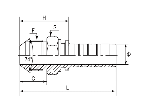 A drawing of DP1JCM straight hose fitting insert connector.