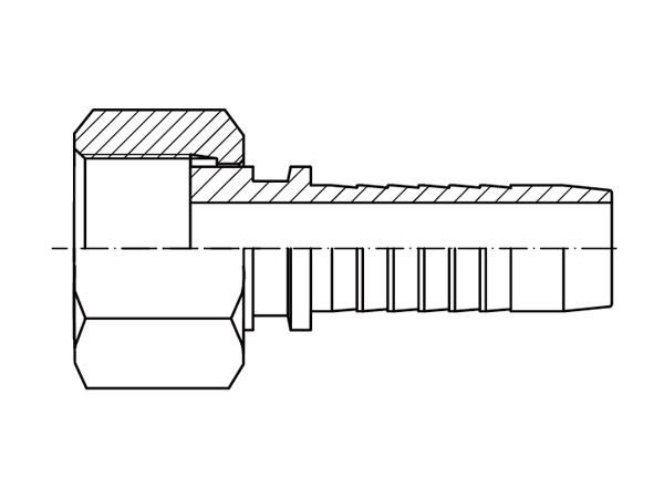 A drawing of DP1MFF straight hose fitting insert connector.