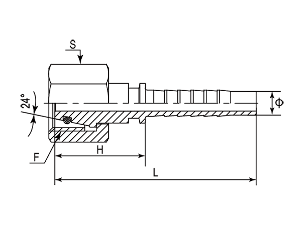 A drawing of DP1MFL straight hose fitting insert connector.
