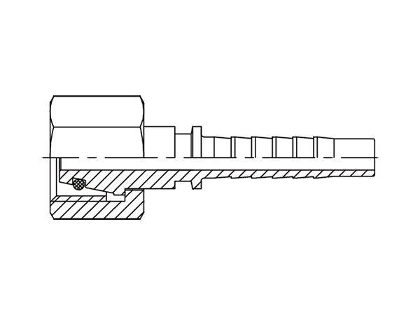 A drawing of DP1MFL straight hose fitting insert connector.