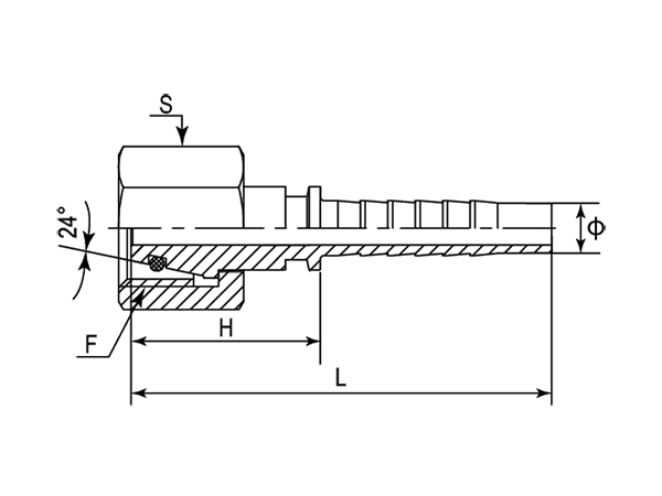 A drawing of DP1MFS straight hose fitting insert connector.