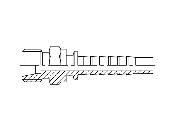 A drawing of DP1MML straight hose fitting insert connector.