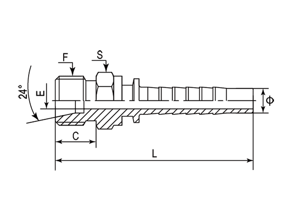 A drawing of DP1MMS straight hose fitting insert connector.