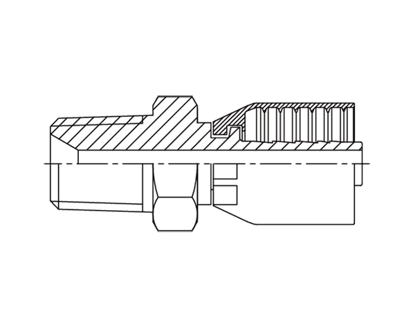 A drawing of DP1NPMF one piece hose fitting of DME&JDE.