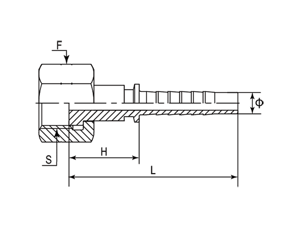 A drawing of DP1ORF straight hose fitting insert connector.