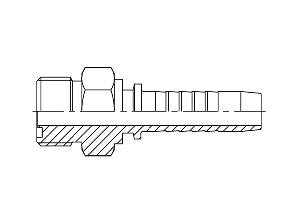 A drawing of DP1ORM straight hose fitting insert connector.