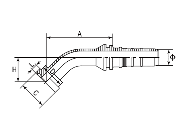 A drawing of DP4FS-R13 interlock hose fitting.