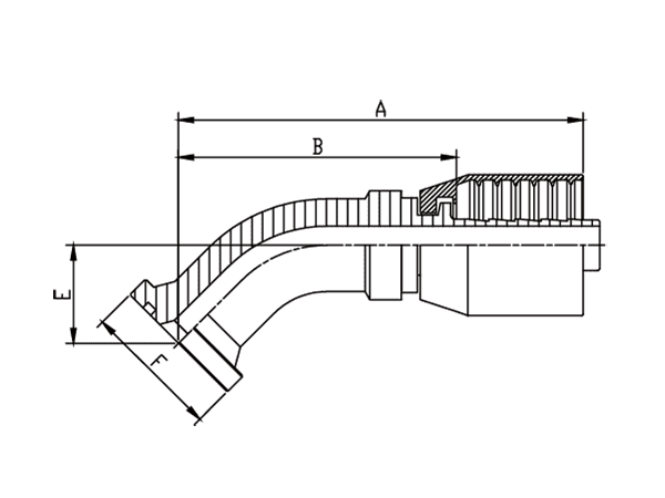 A drawing of DP4FSF one piece hose fitting of DME&JDE.